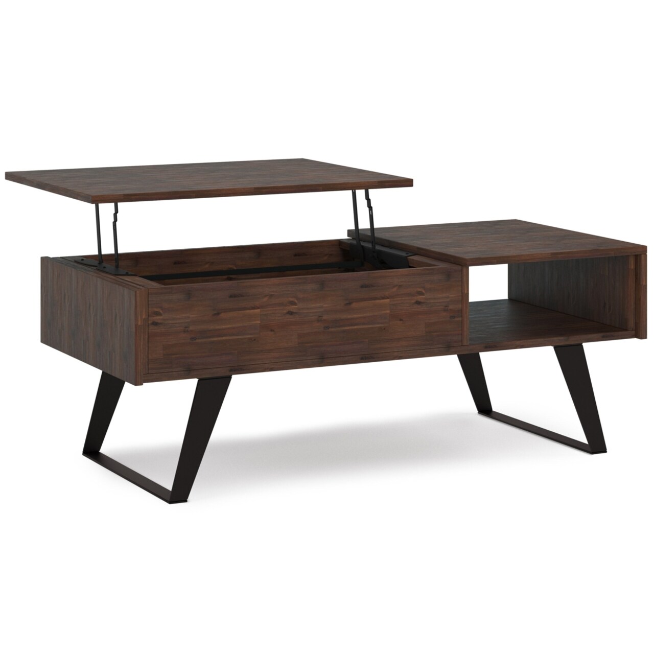 Lowry Lift Top Coffee Table Acacia Wood Industrial Style Storage Table